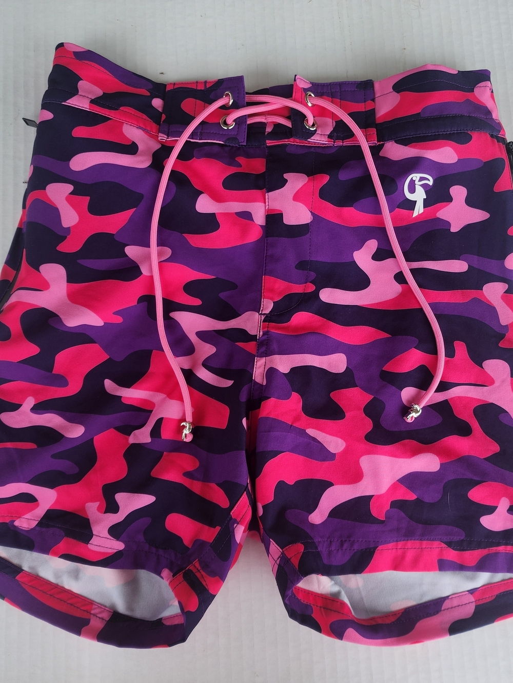 Men's Pink & Purple Camo Athletic Shorts with Drawstring